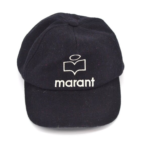 Isabel Marant Wool Tyron Cap Hat Midnight Blue Curved Brim Embroidered Logo - Picture 4 of 11